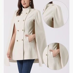 Allegra K Classic Double-Breasted Women's Cloak Cape Vest in Camel NWOT Size XL